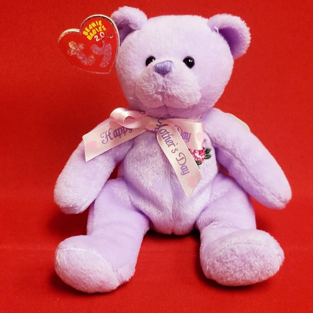 Ty Beanie Babies Love to Mom Purple Rose Bear 2007 Happy Mothers Day